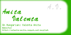 anita valenta business card